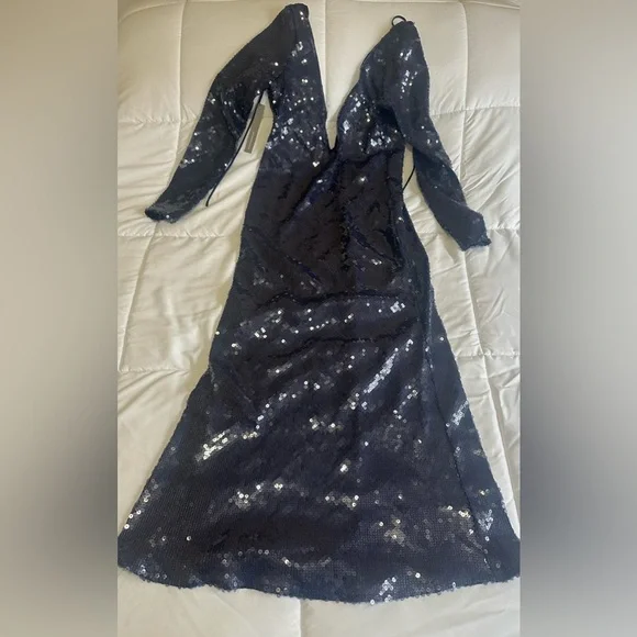 Anthropologie Navy Sequin Dress - Picture 3 of 8
